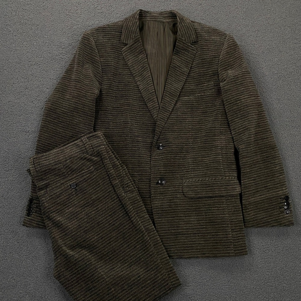Mr Turk 2 Piece Suit FITS 40R 32x29 Brown Velvet Stripe Classic Event